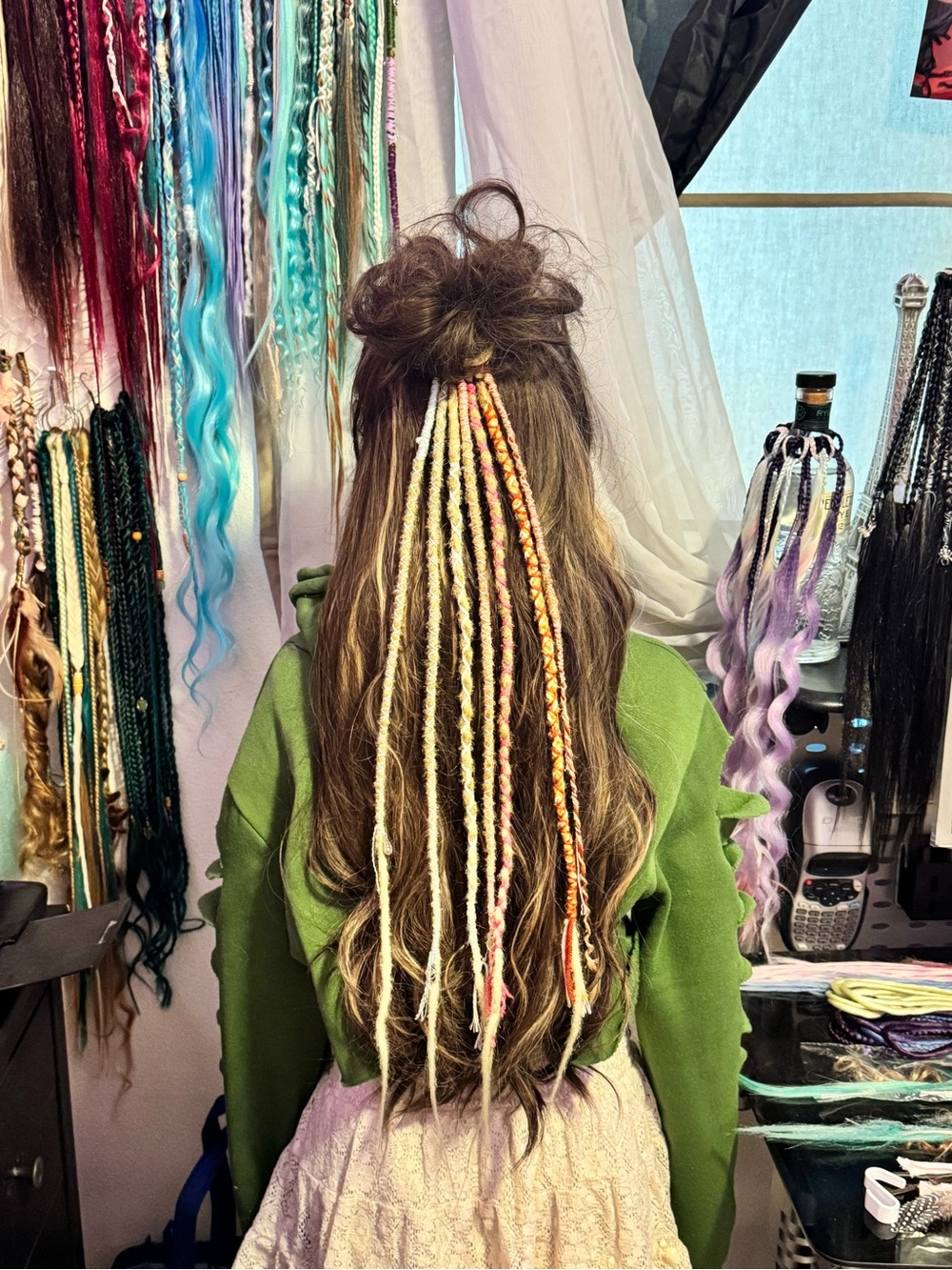 Boho Wrapped Hair Extensions in Natural Brown with Blonde & Warm Tones - Picture 4 of 8